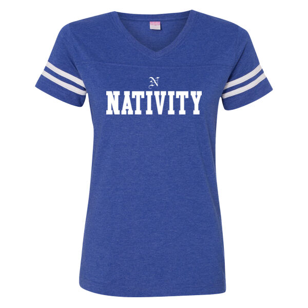 LAT - Women's  V-Neck Jersey Tee - Printed Logo Thumbnail
