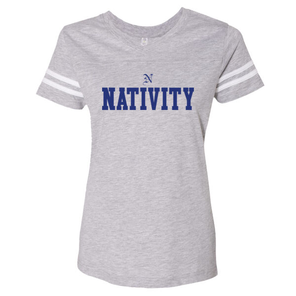 LAT - Women's Football V-Neck Fine Jersey Tee - Printed Logo Thumbnail