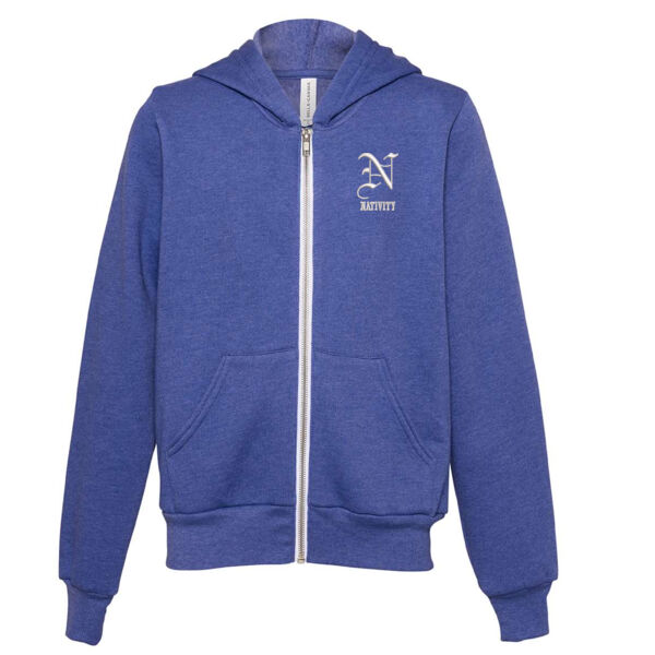 BELLA + CANVAS - Youth Sponge Fleece Full-Zip Hoodie - Embroidered Logo Thumbnail