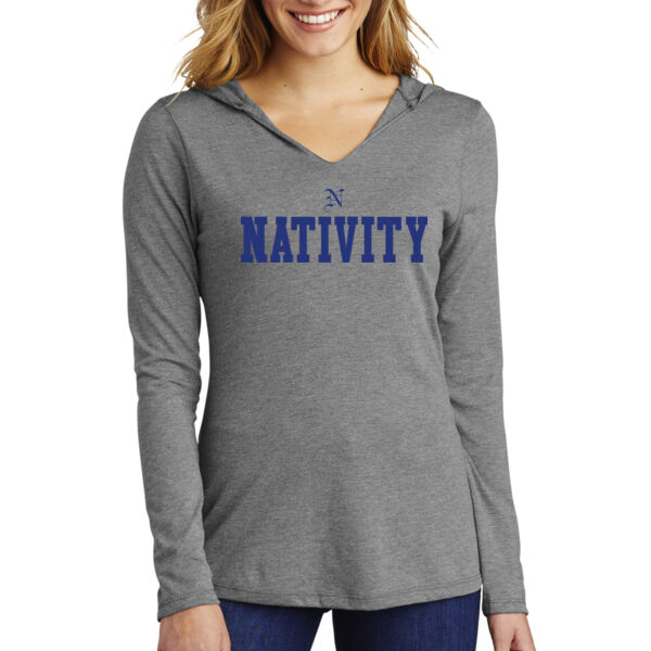 District - Ladies Perfect Tri ® Long Sleeve Hooded T-Shirt - Printed Logo Thumbnail