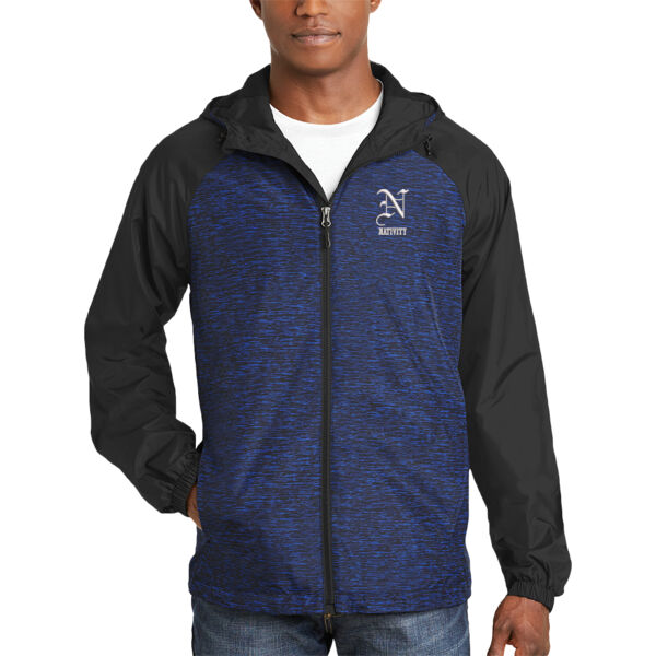 Sport-Tek - Heather Colorblock Raglan Hooded Wind Jacket - Embroidered Logo Thumbnail